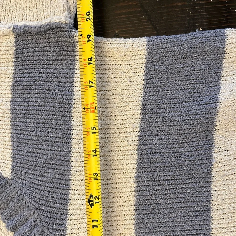 3/$20 SALE! Pink Rose Striped V-Neck Sweater - Blue-Gray and Cream, Size Small